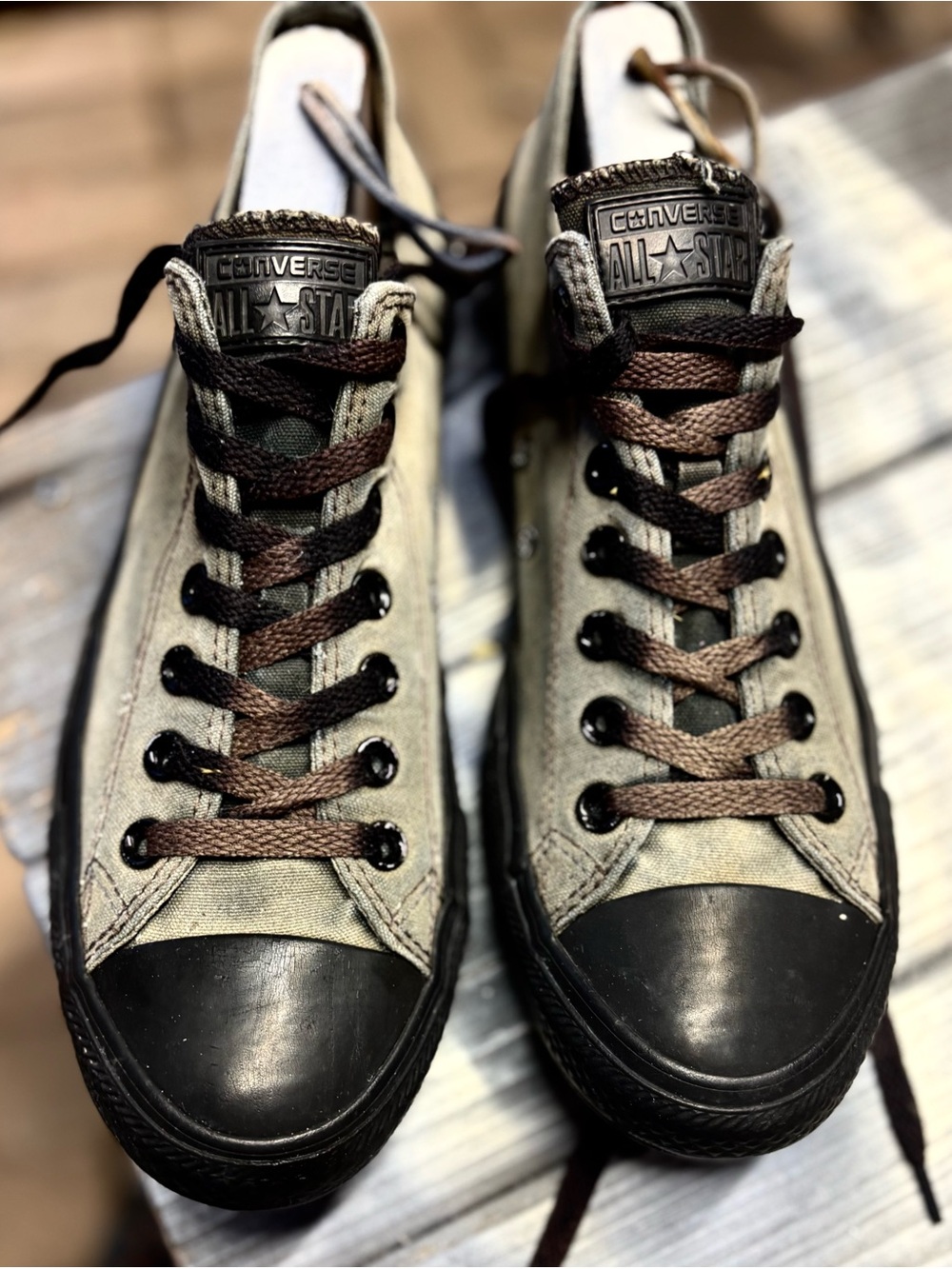 Converse All Star Men’s Low-Top Canvas Sneakers - Olive/Black size 10